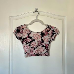 ✰ GARAGE ✰ Floral Crop Top with Criss-Cross Back